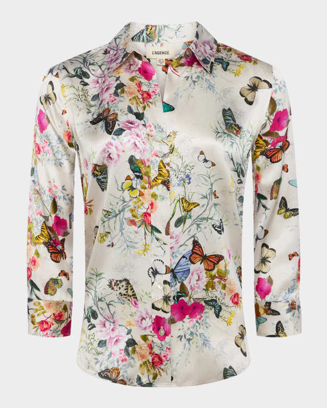 Dani Silk Button-Front Blous